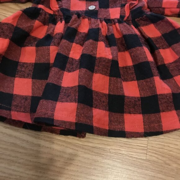Baby Buffalo Plaid Dress Dress Long Sleeve Button Down 0/3M Monkey Bars Cotton - Picture 4 of 6